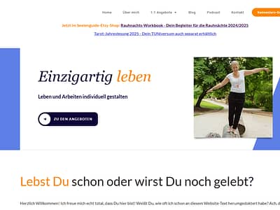 Screenshot der Seelenguide-Website, die mein Business zeigt