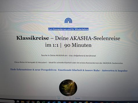 Screenshot meines Bildschirms mit der neuen Darstellung meiner AKASHA Seelenreise in der Klassik-Version – überarbeitete Struktur für mehr Klarheit