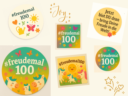 Sticker-Designs für die Blogparade #freudemal100 im Mai 2025