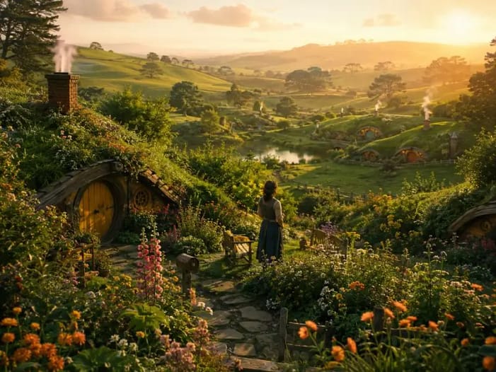 Das Auenland - geschützte Welt des ewigen Sommers Das Auenland in Herr der Ringe Teil 1 - Sommer, Geborgenheit und geschützte Welt